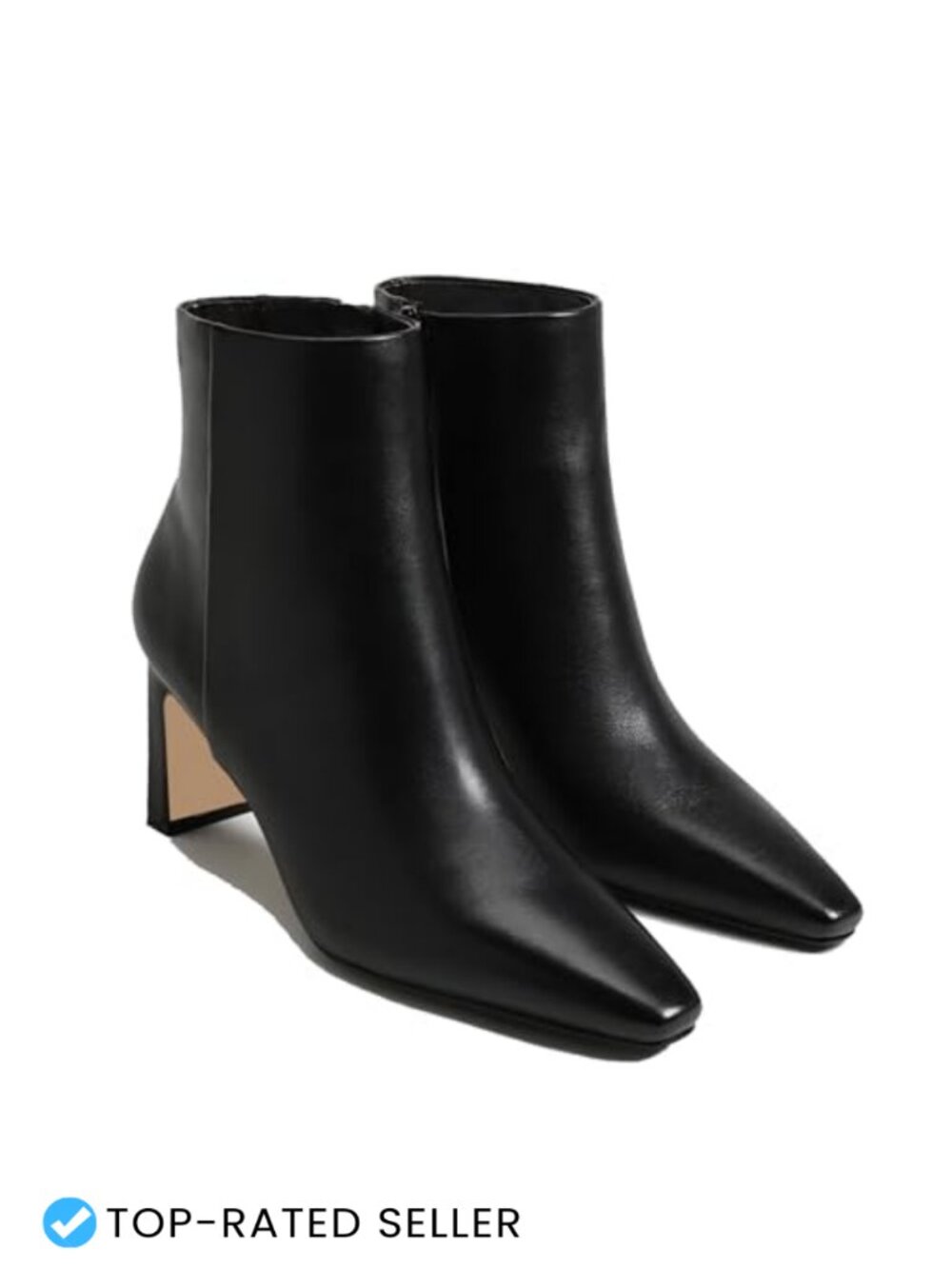 Women's Ankle Boots Chunky Low Heel Square Toe Heeled Booties Side Zipper